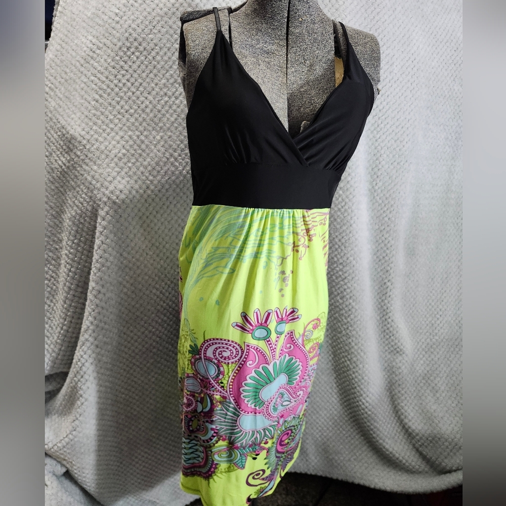 Lagaci Black and Yellow High Low Dress